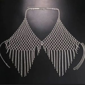 Rhinestone tassel body chain